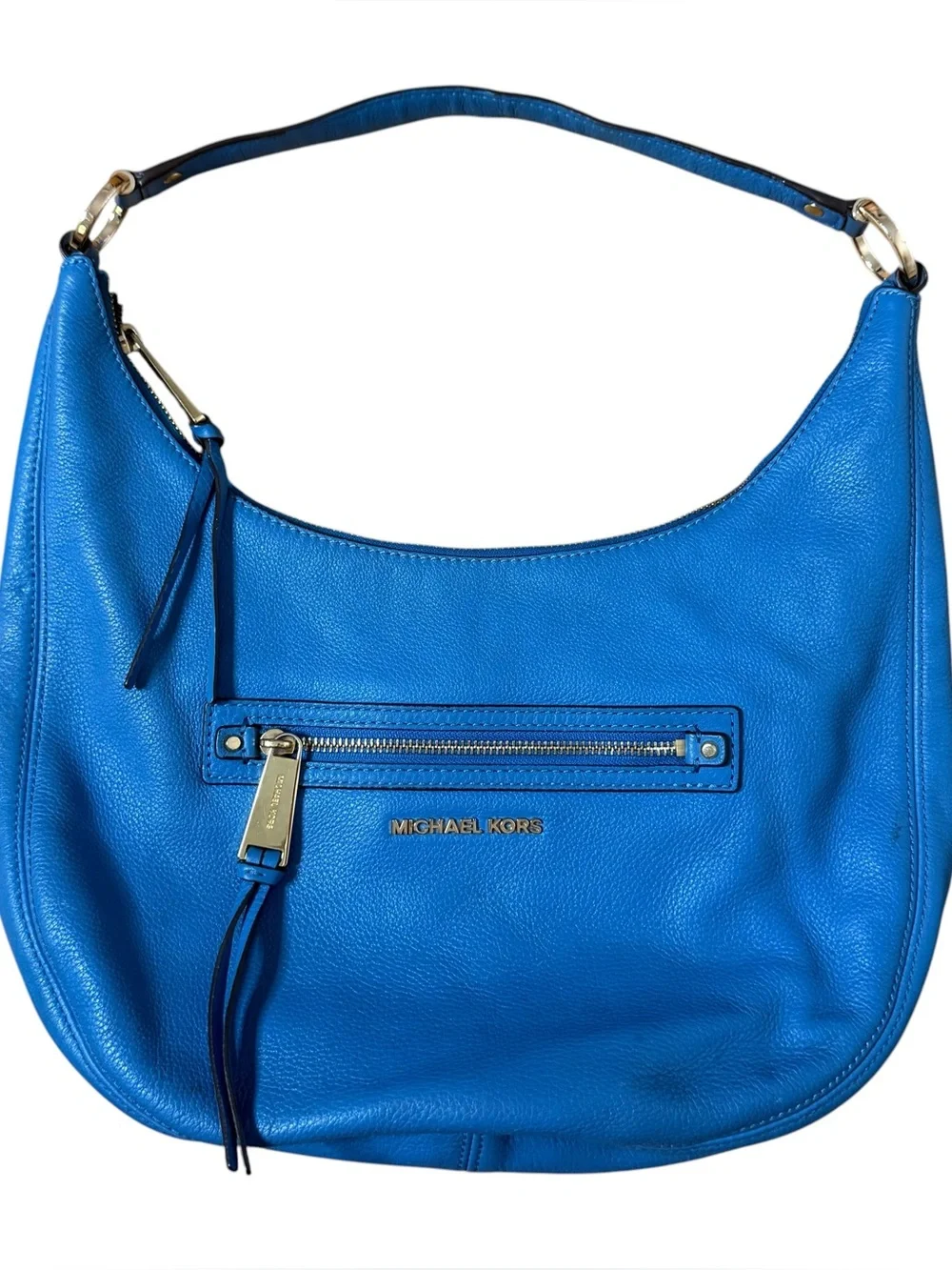 Michael Kors Bright Blue Rhea Leather Hobo Bag Medium Shoulder Handbag